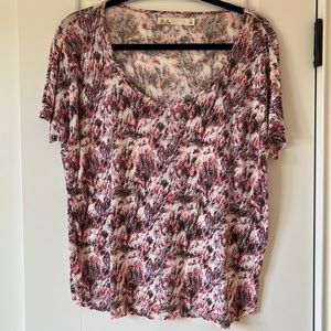 Madewell Hi-Line T-shirt Size Medium - Pink Charcoal and purple printed tee